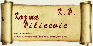 Kozma Milićević vizit kartica